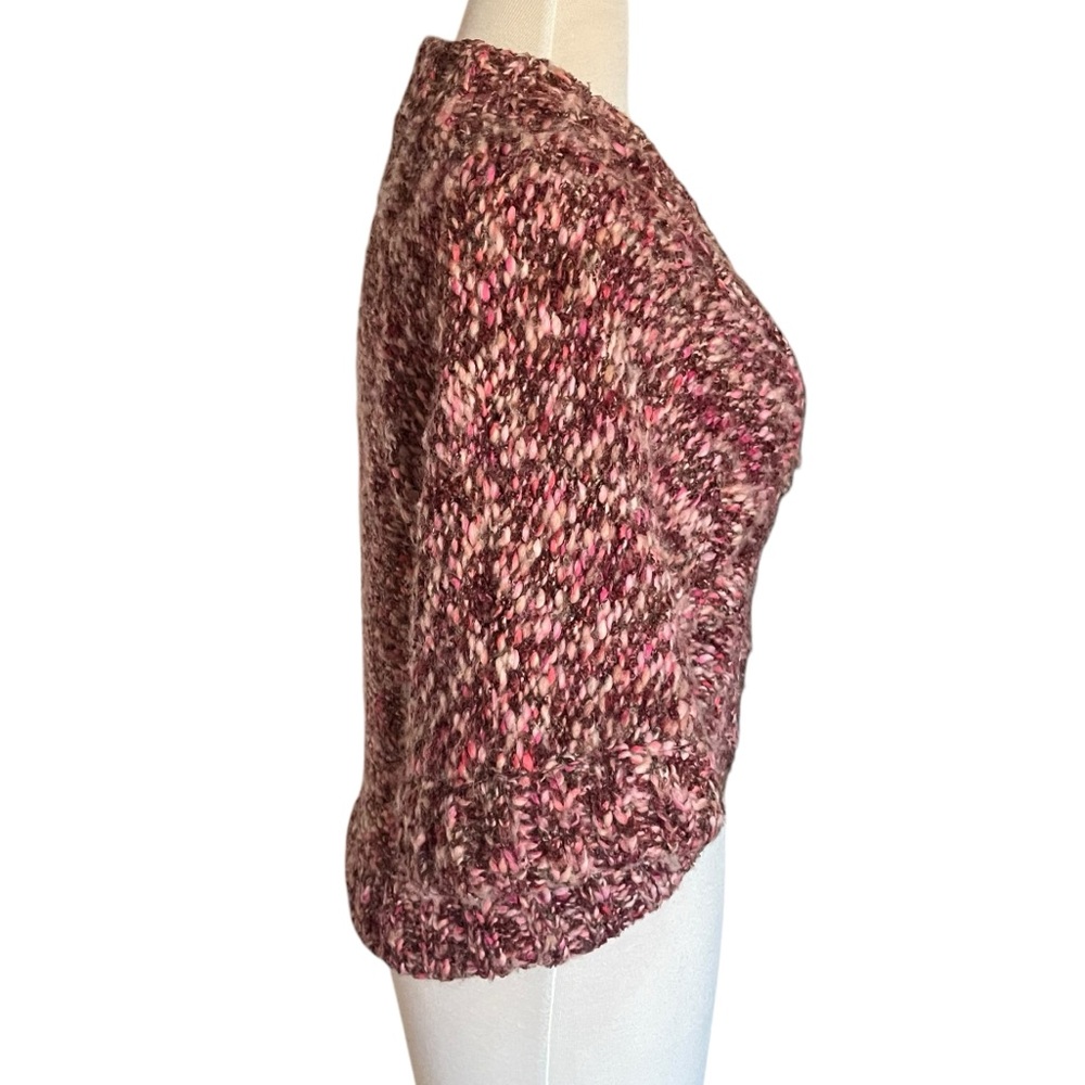 Tabitha Anthropologie Marled Wool Pink Chunky Knit Sweater Shrug Sz S - Picture 5 of 12
